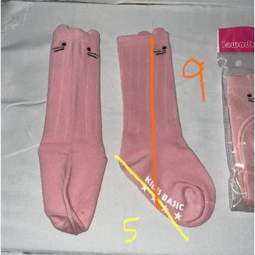 Socks Grip Non-Slip Bottoms Toddler Baby Socks Knee Length Cat Face Whiskers